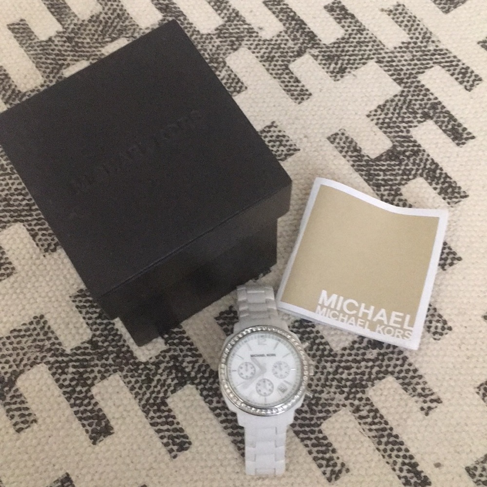 Authentic white Michael Kors watch